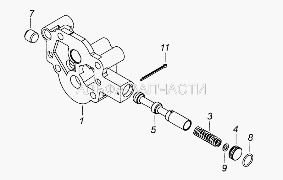 740.11-1011016-01 Крышка масляного насоса с клапаном (740.11-1011066 Клапан) 